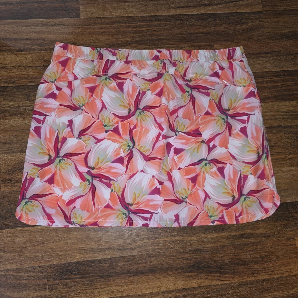 Chicos Skort Size 4 20 XXL Pull-On Inner Shorts Floral Pockets Golf Pickleball - Picture 3 of 8